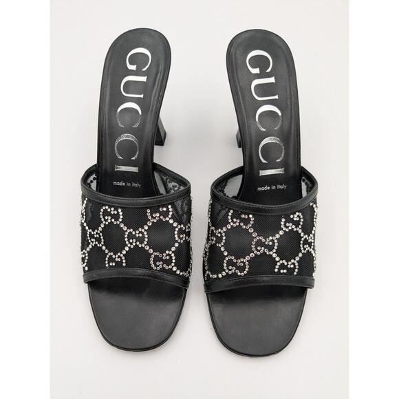 Gucci Demi Rhinestone Mesh Mule Sandals Nero Women's size US8.5 EU38.5 - Picture 13 of 16